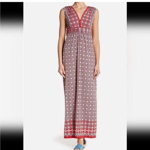 Max Studio Medallion Print Maxi dress Red Empire Dress size M